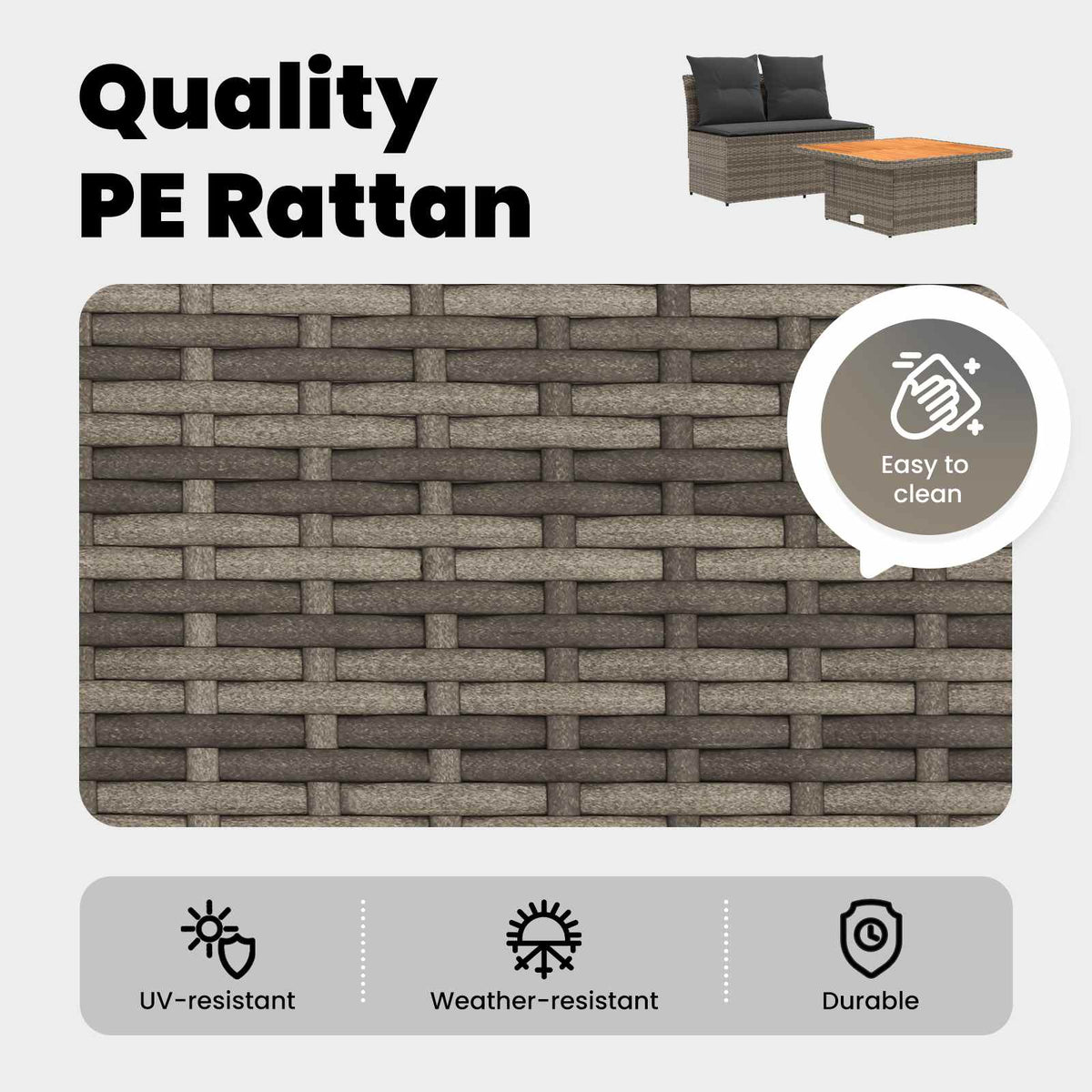 2 Piece Garden middle sofa with lift-up table Poly Rattan