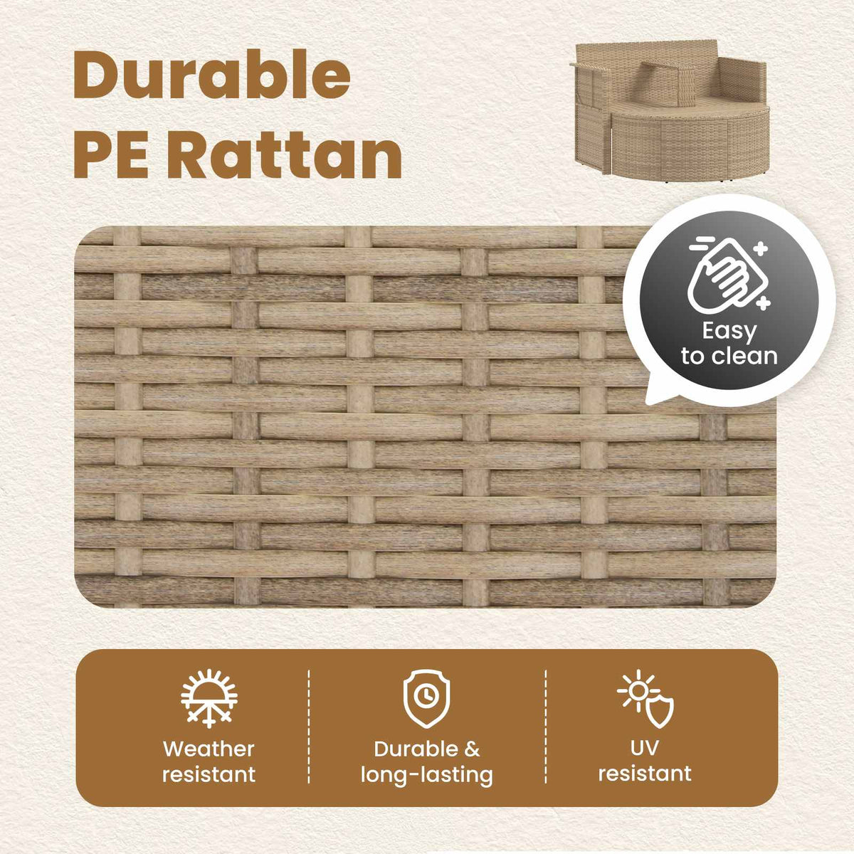 Garden Sofa 8 pcs Beige and Cream White Poly Rattan