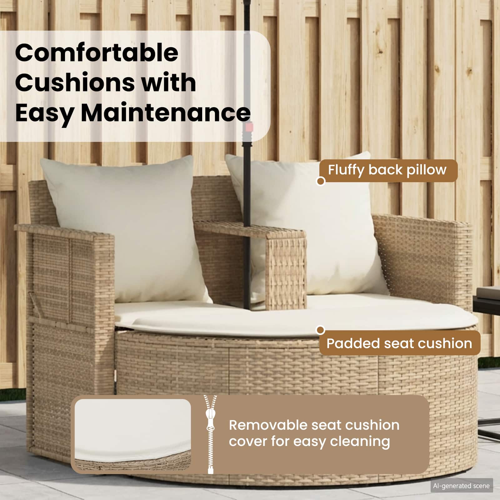 Garden Sofa 8 pcs Beige and Cream White Poly Rattan