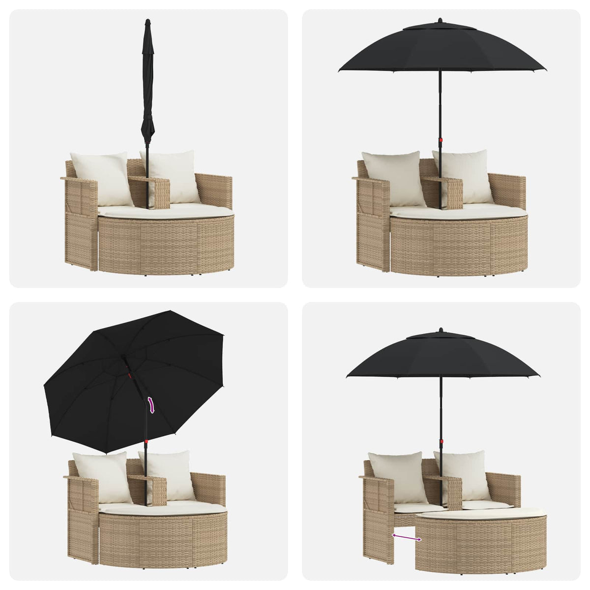 Garden Sofa 8 pcs Beige and Cream White Poly Rattan