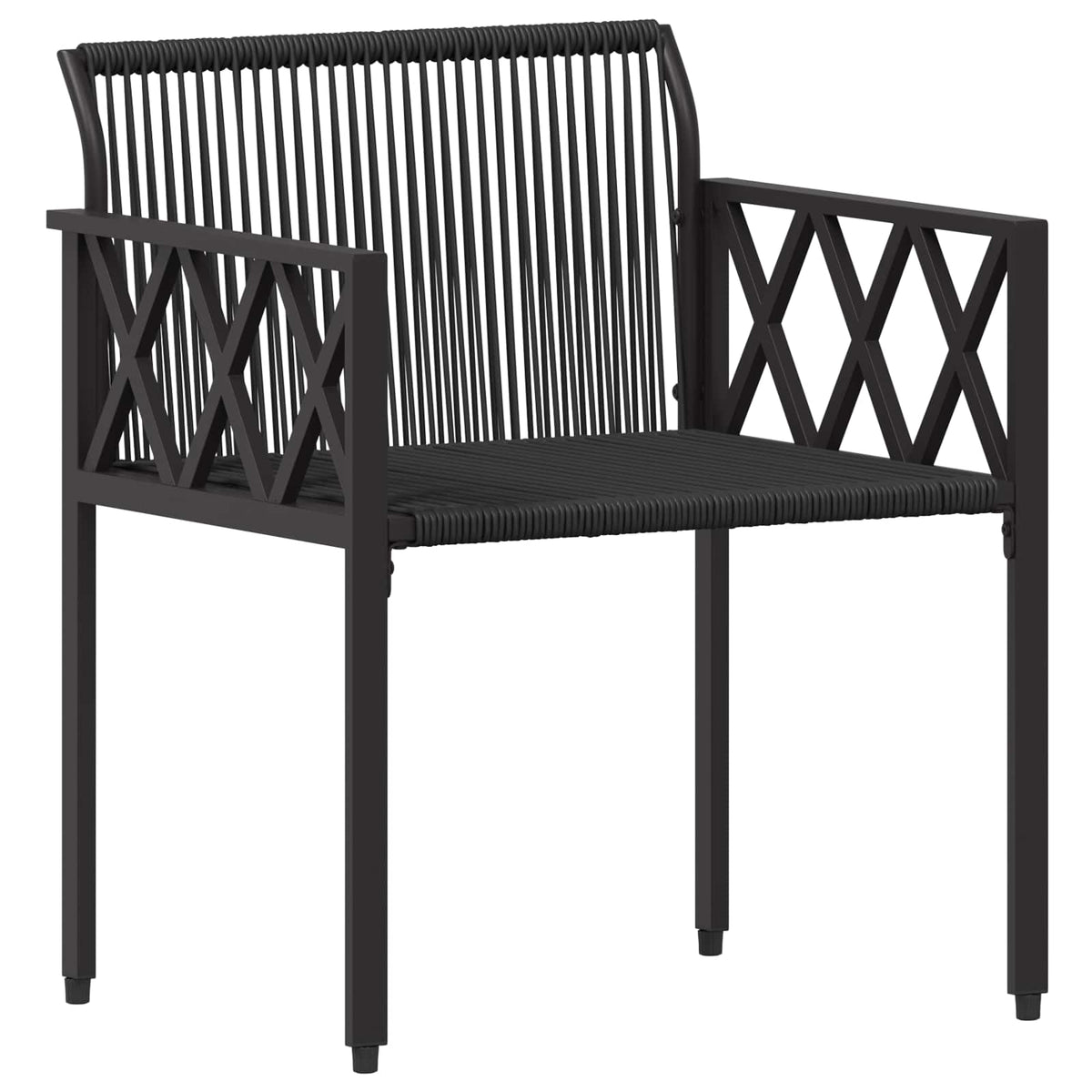 Outdoor Furniture Set 4 pcs Black and Cream White Poly Rattan