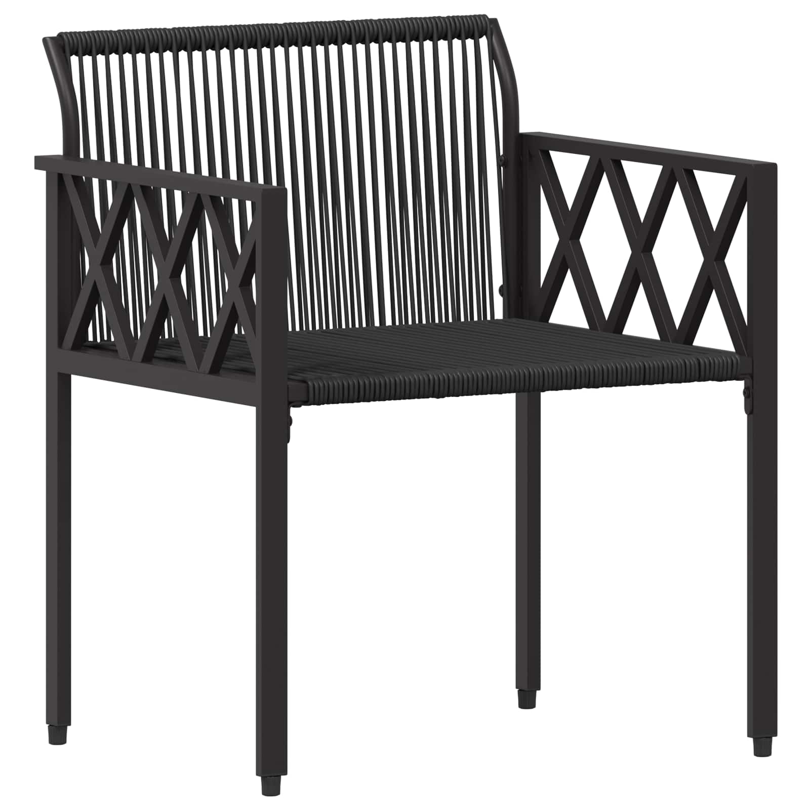 Outdoor Furniture Set 4 pcs Black and Cream White Poly Rattan