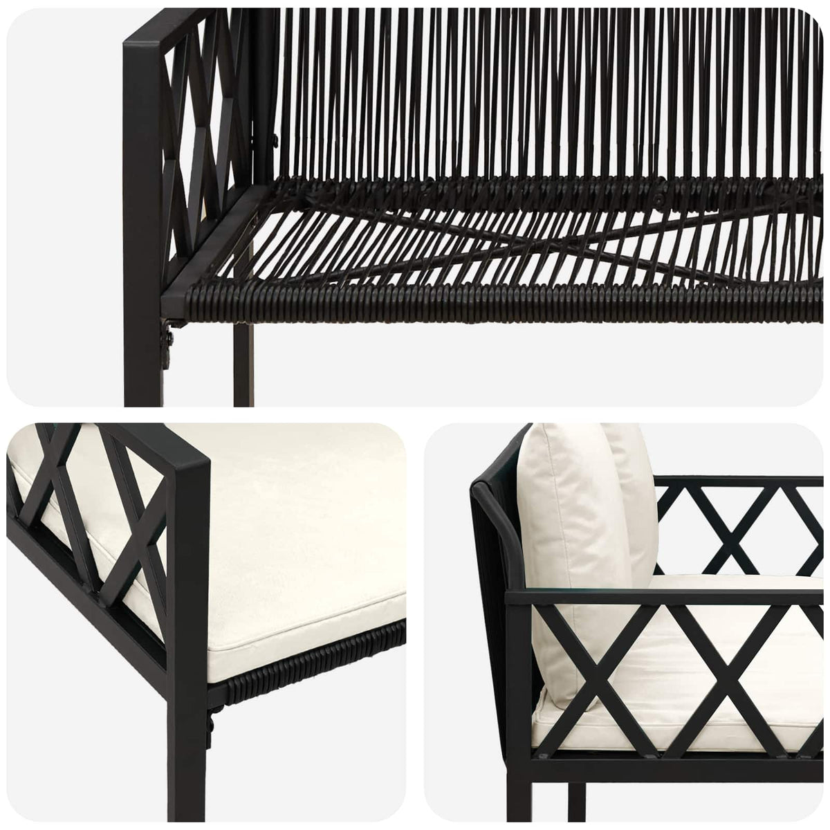 Outdoor Benches 2 -Seater 116 x 56 x 75 cm Poly Rattan