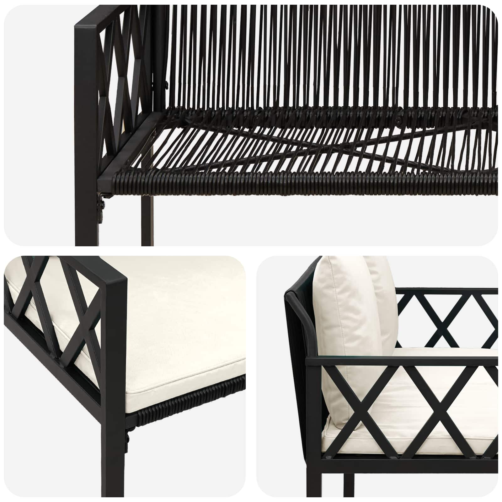 Outdoor Benches 2 -Seater 116 x 56 x 75 cm Poly Rattan