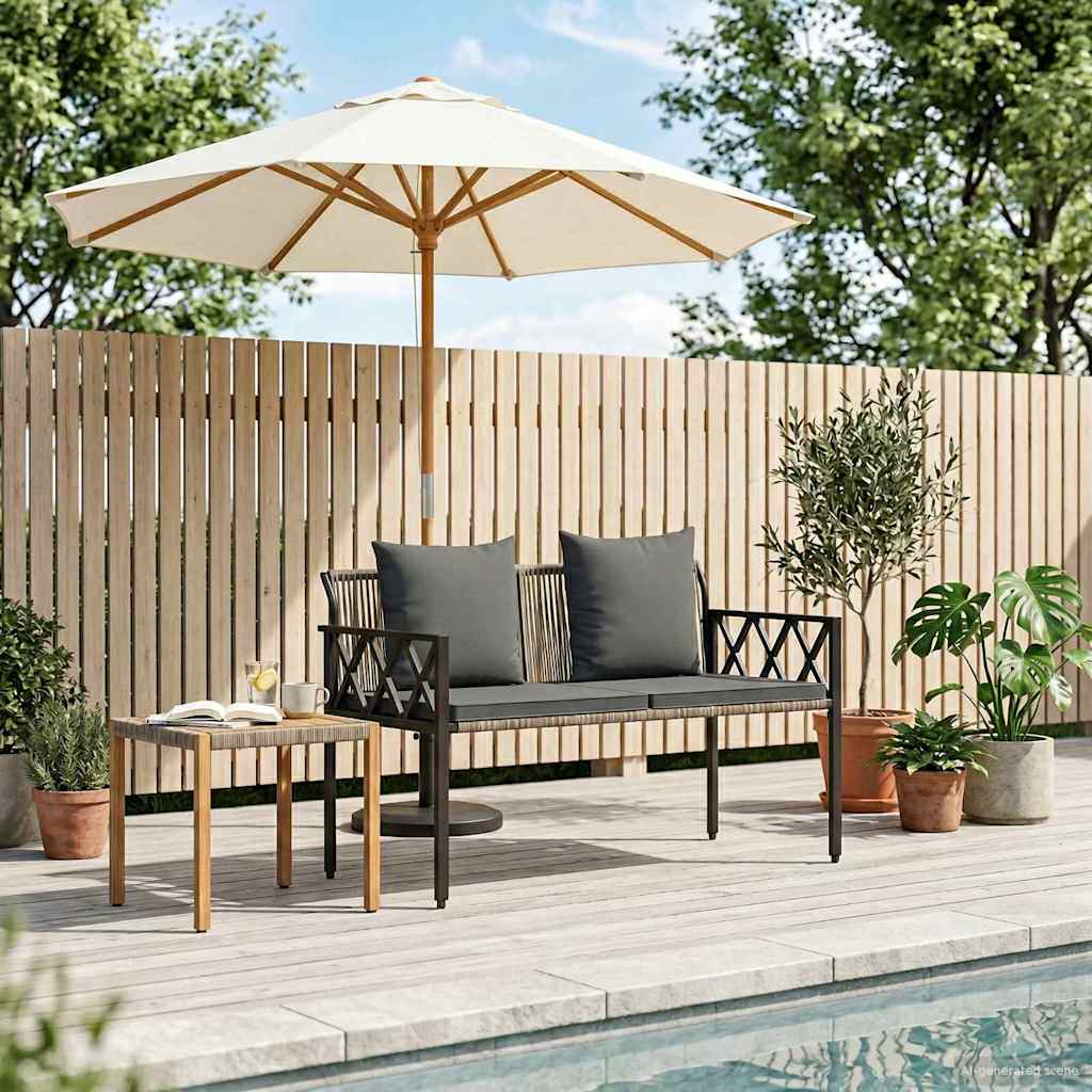 Outdoor Benches 2 -Seater 116 x 56 x 75 cm Poly Rattan