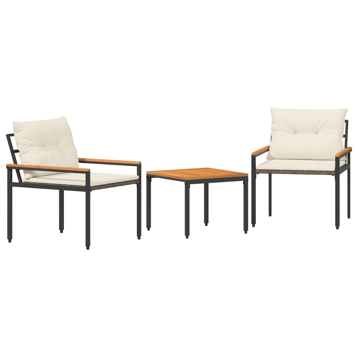 Outdoor Furniture Set 3 pcs Cream White Poly Rattan