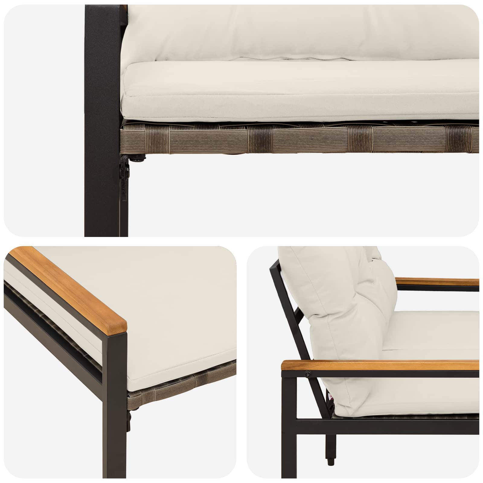 Outdoor Bench 2 -Seater 116 x 67.5 x 72 cm Poly Rattan