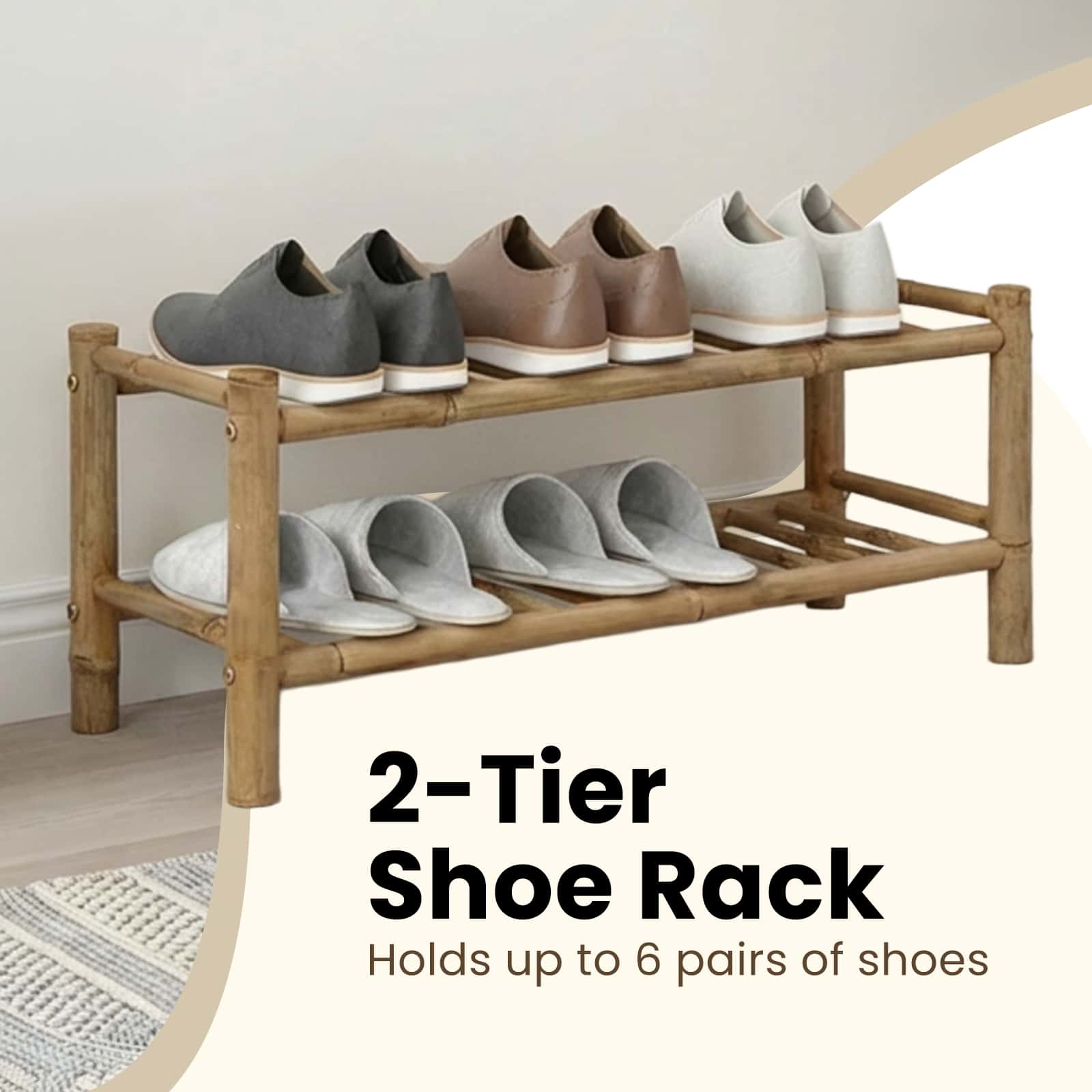 Shoe Rack with Shelf Natural 68 x 28 x 30 cm Bamboo