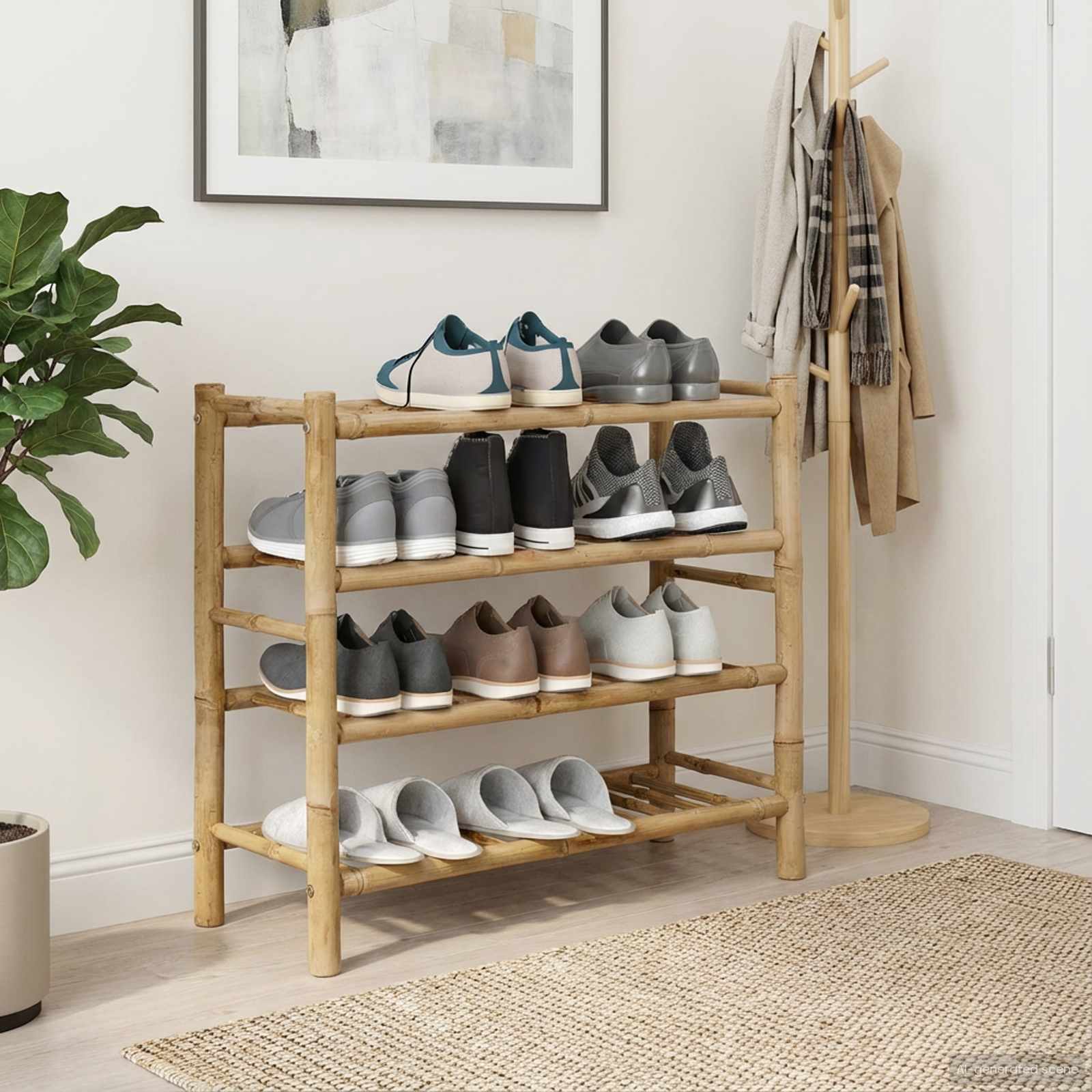 Shoe Rack with Shelf Natural 68 x 28 x 63 cm Bamboo