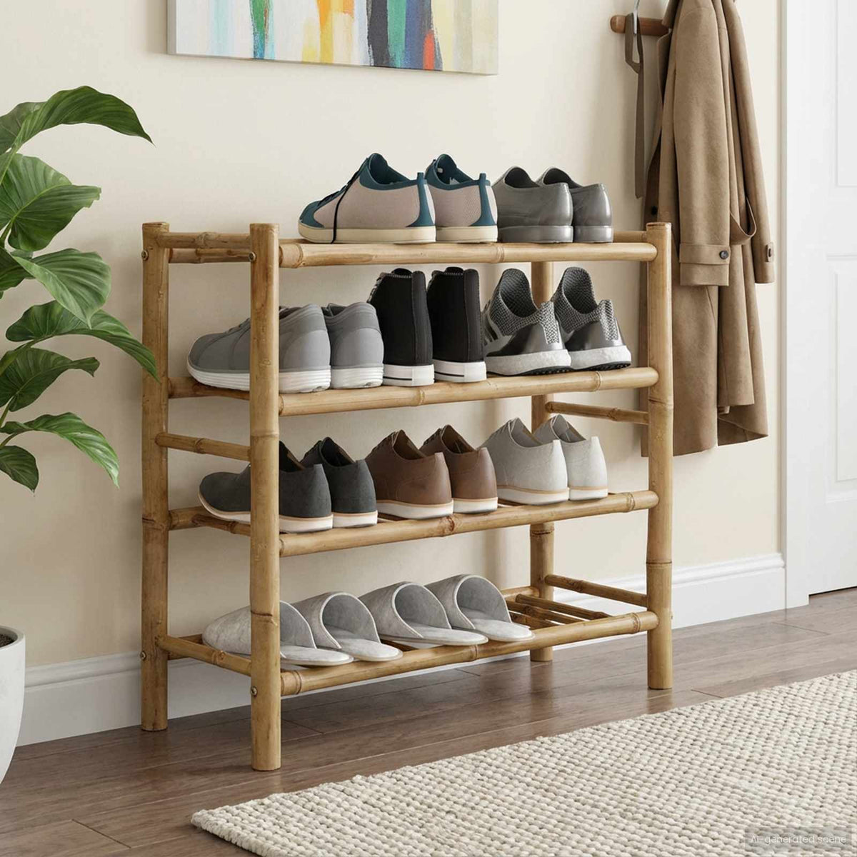 Shoe Rack with Shelf Natural 68 x 28 x 63 cm Bamboo