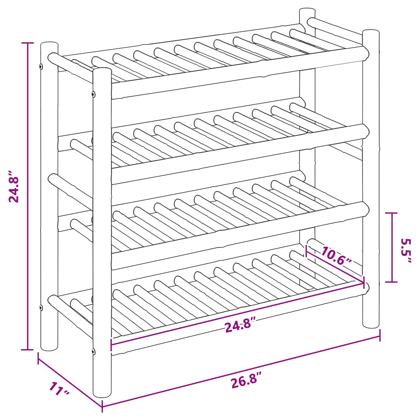 Shoe Rack with Shelf Natural 68 x 28 x 63 cm Bamboo