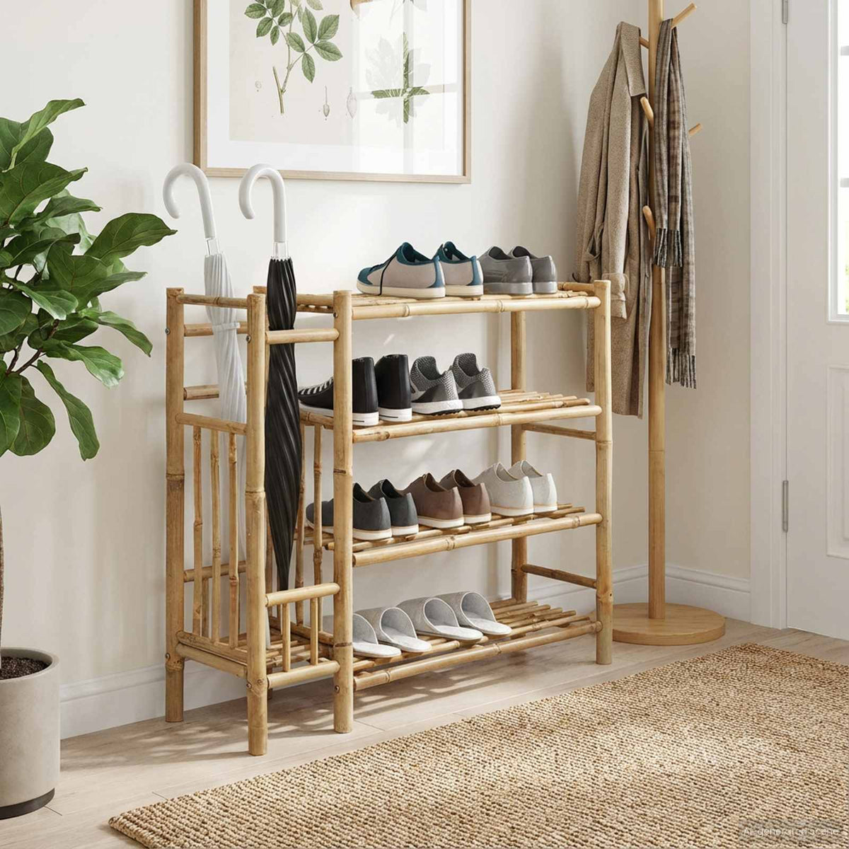 Shoe Rack with Shelf Natural 88 x 27 x 80 cm Bamboo
