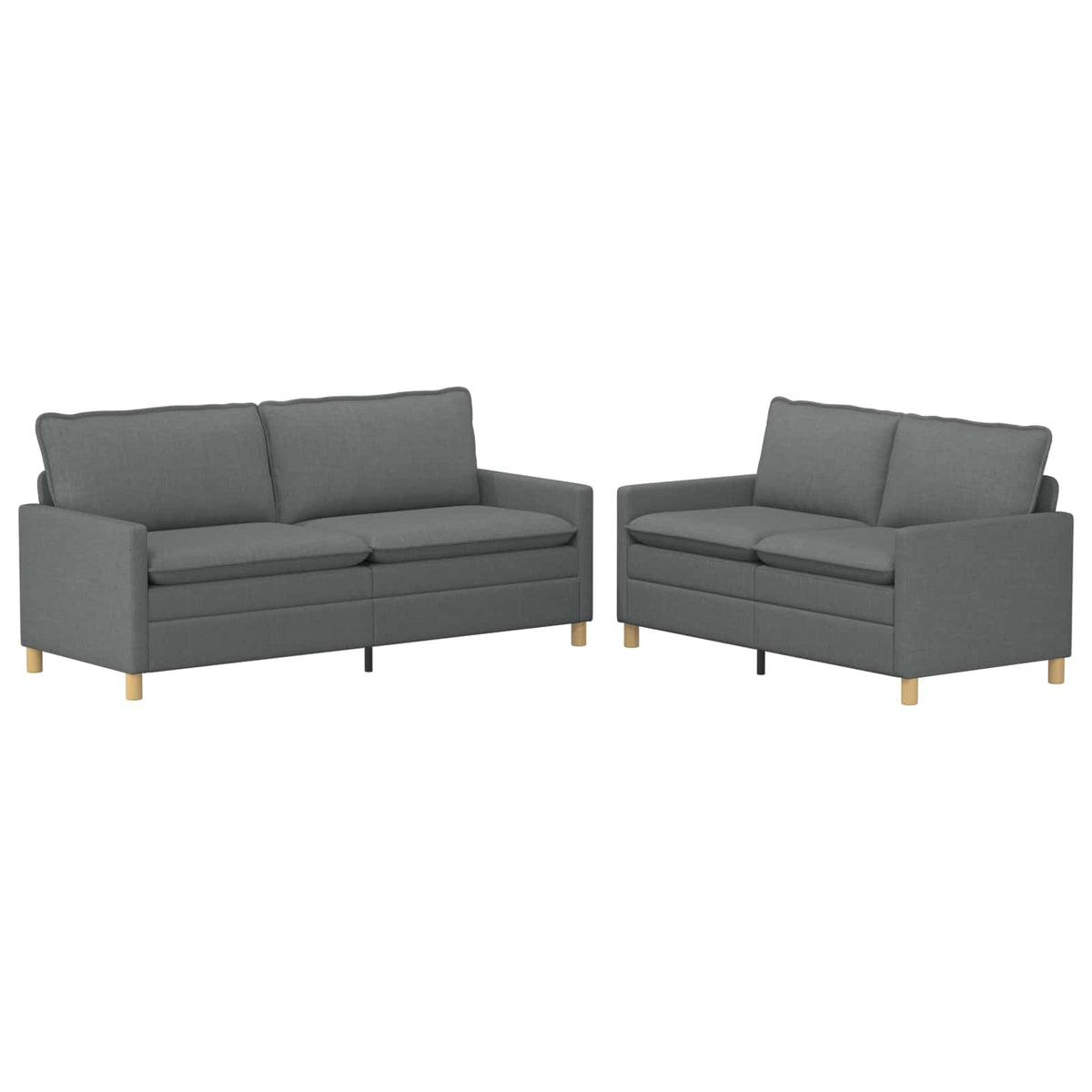 Sofa Set 2 pcs Dark Grey Fabric
