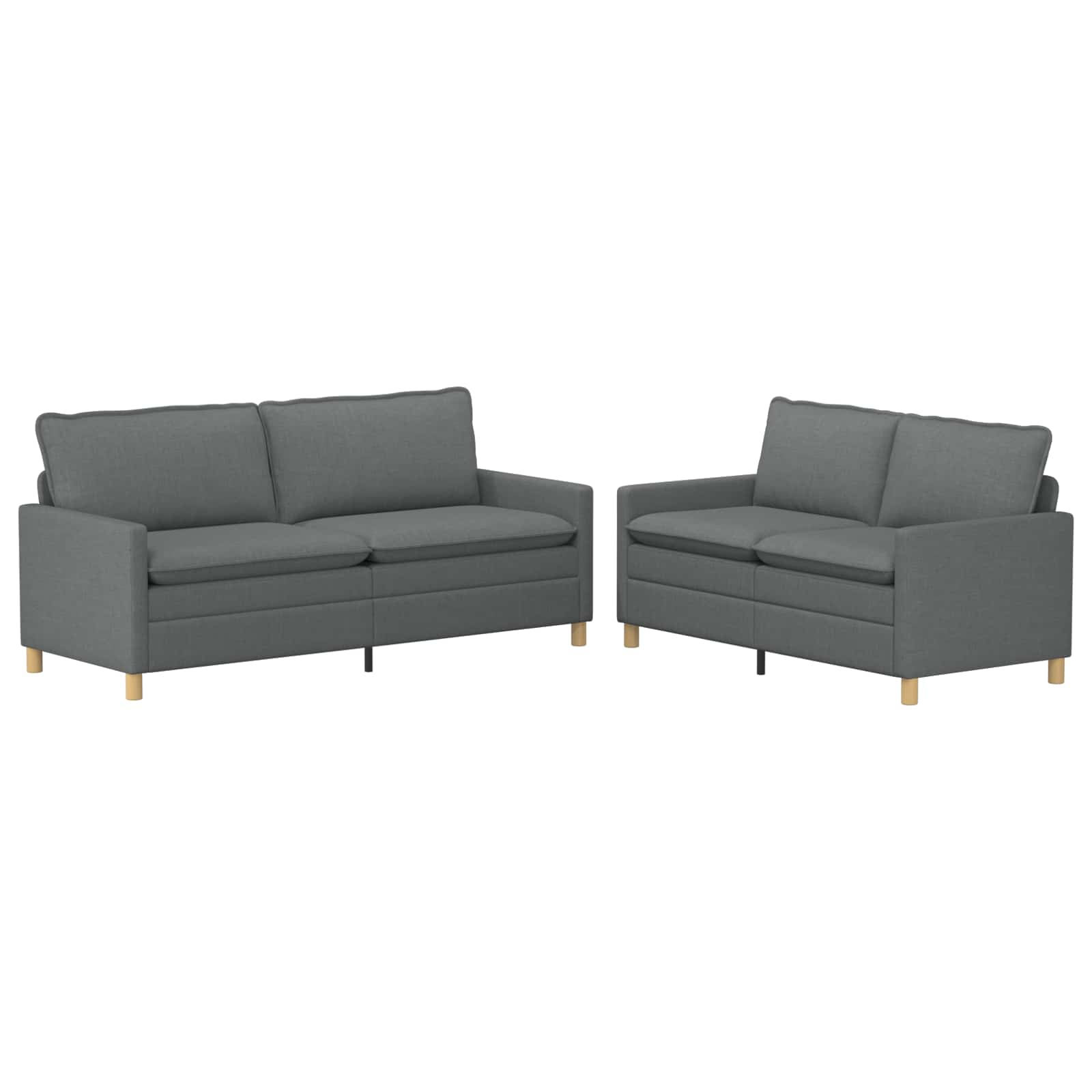 Sofa Set 2 pcs Dark Grey Fabric