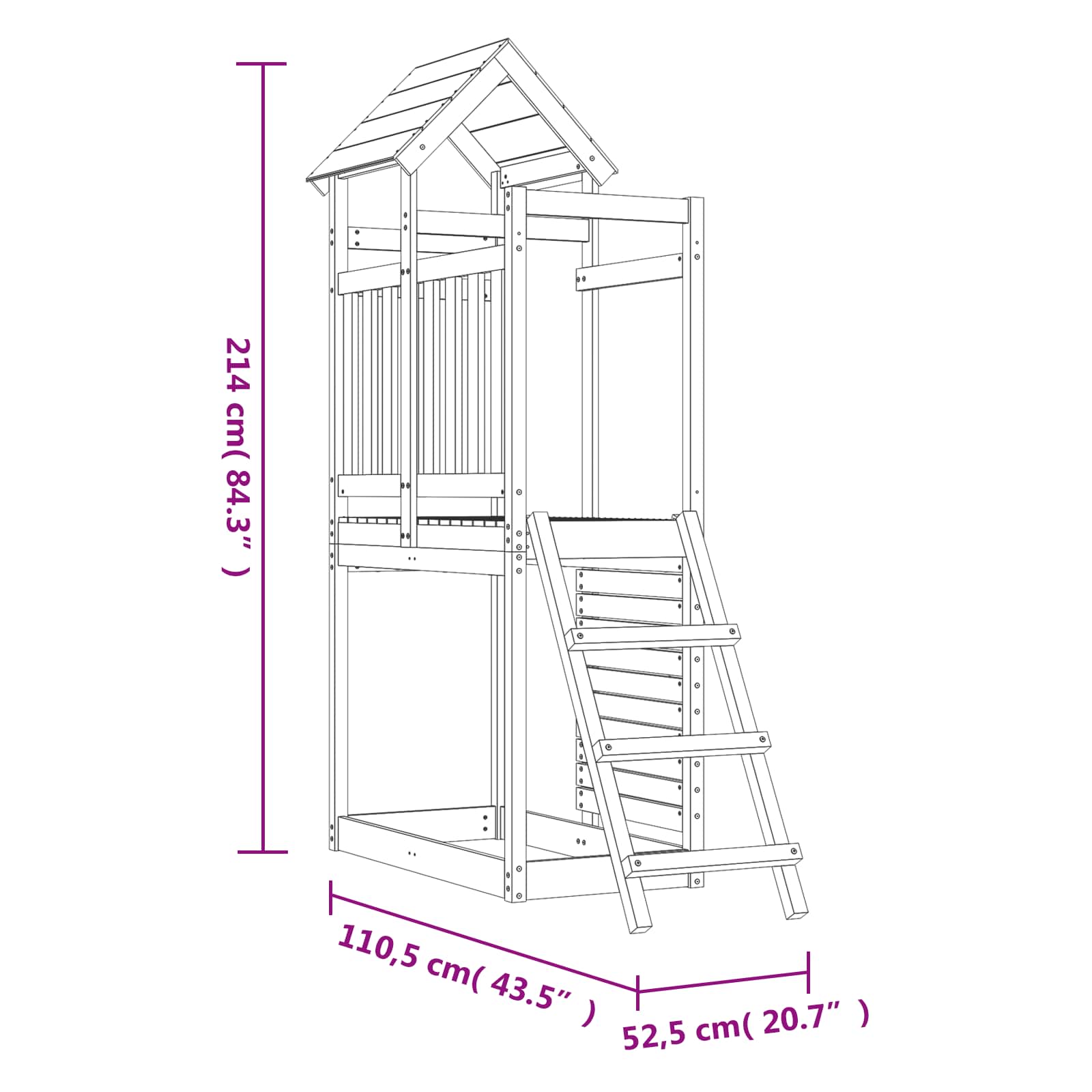 Play Tower Brown 110.5 x 52.5 x 214 cm Solid Douglas Wood