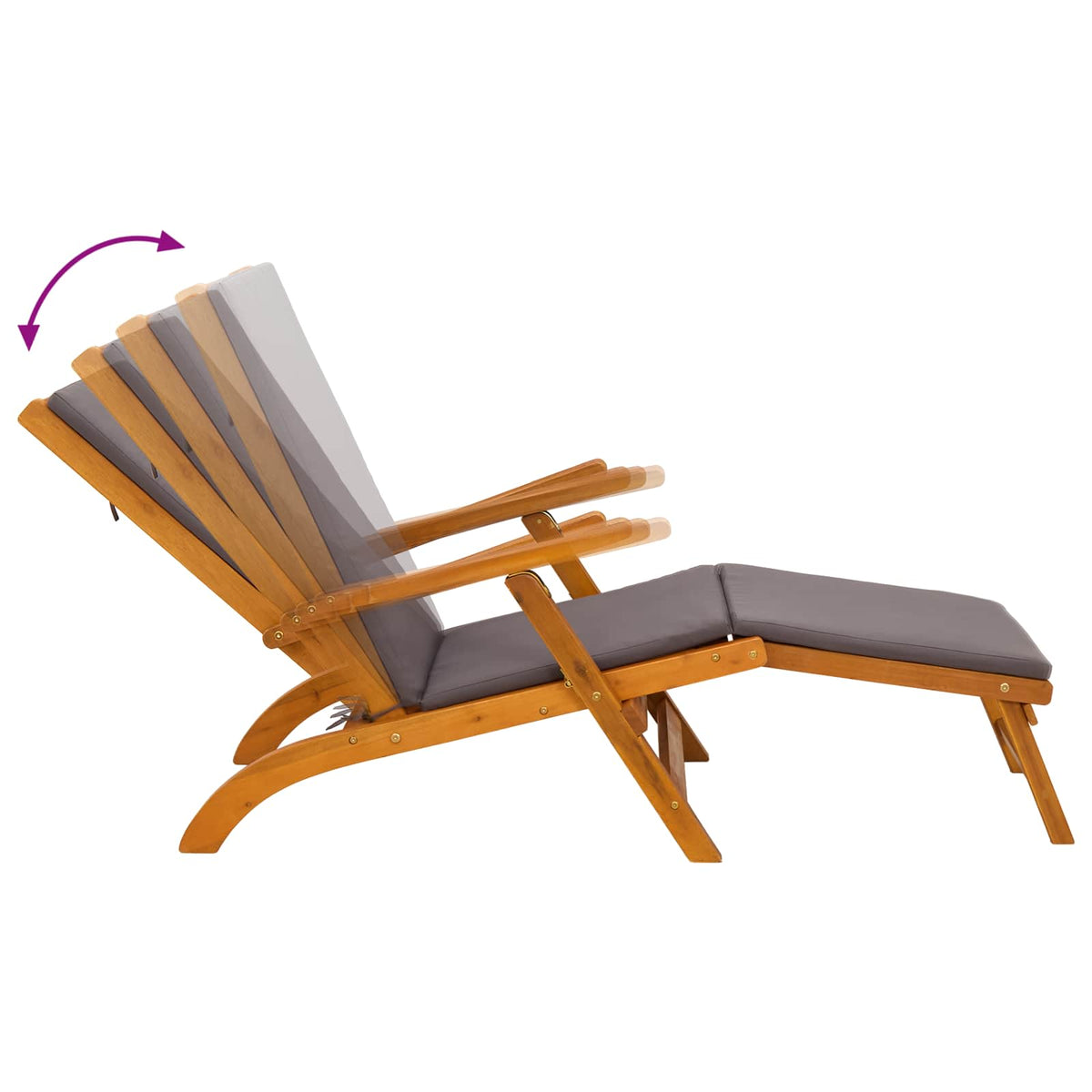 Reclining and Folding Sunlounger 2 pcs Solid Acacia Wood