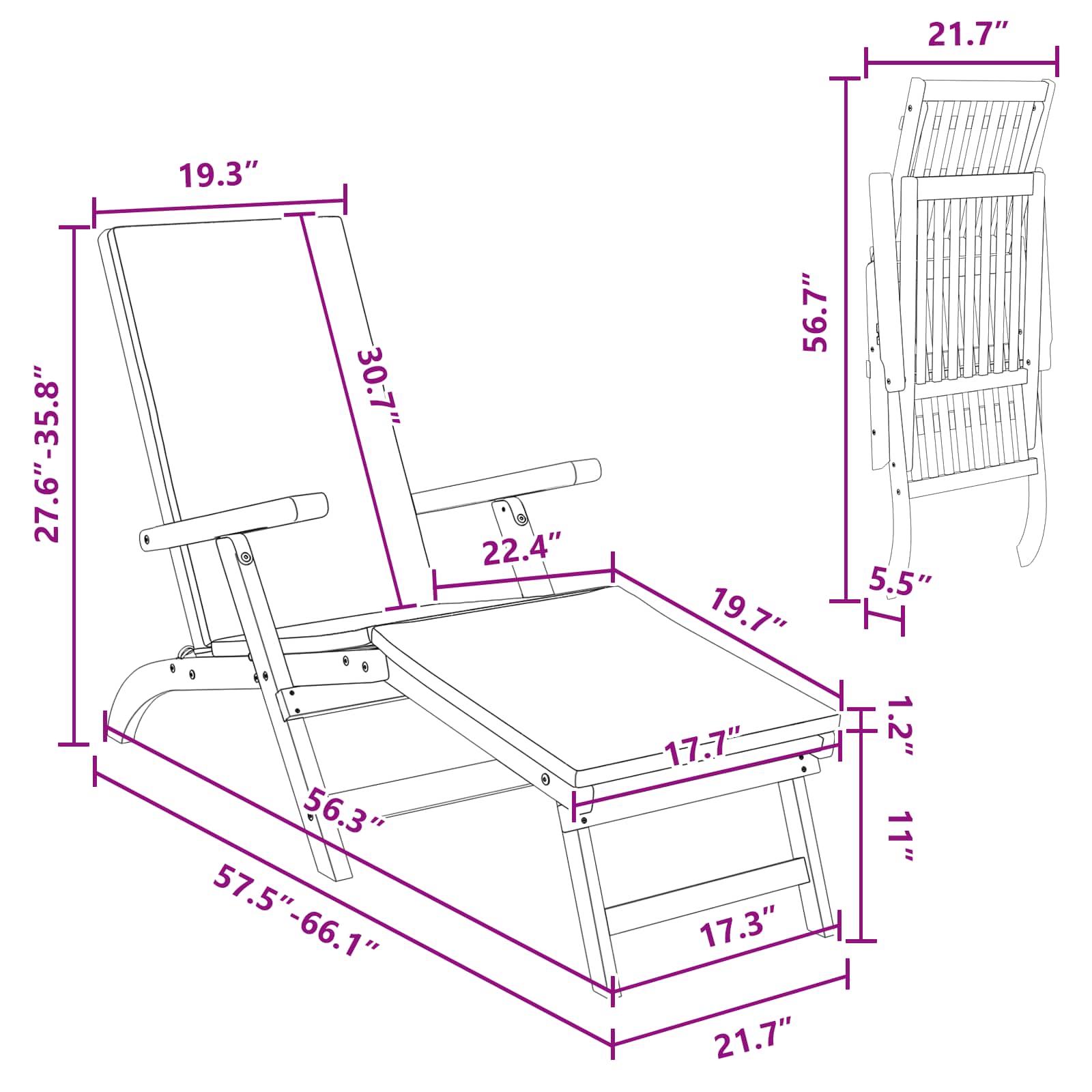 Reclining and Folding Sunlounger 2 pcs Taupe Solid Acacia Wood