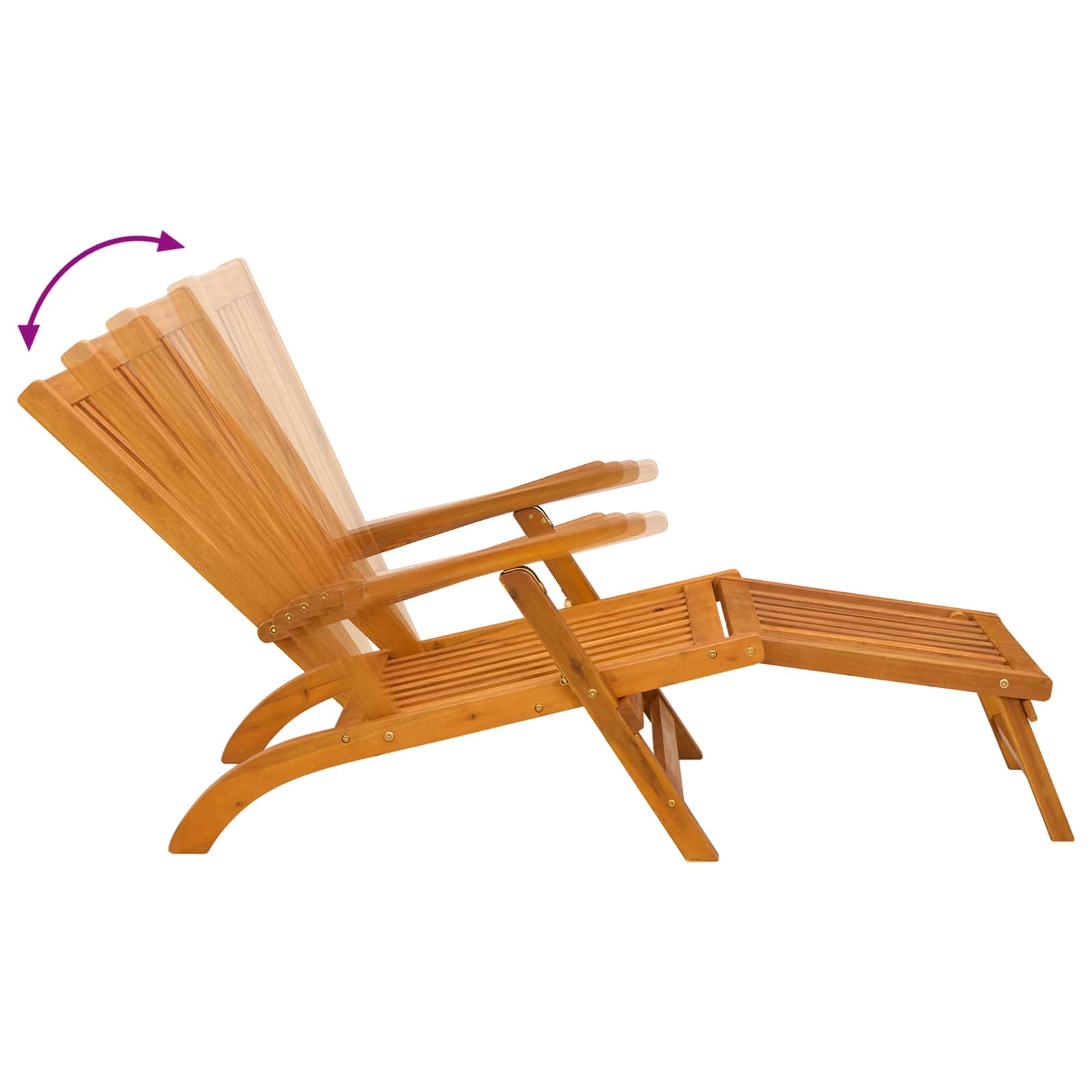 Reclining and Folding Sunlounger 2 pcs Solid Acacia Wood