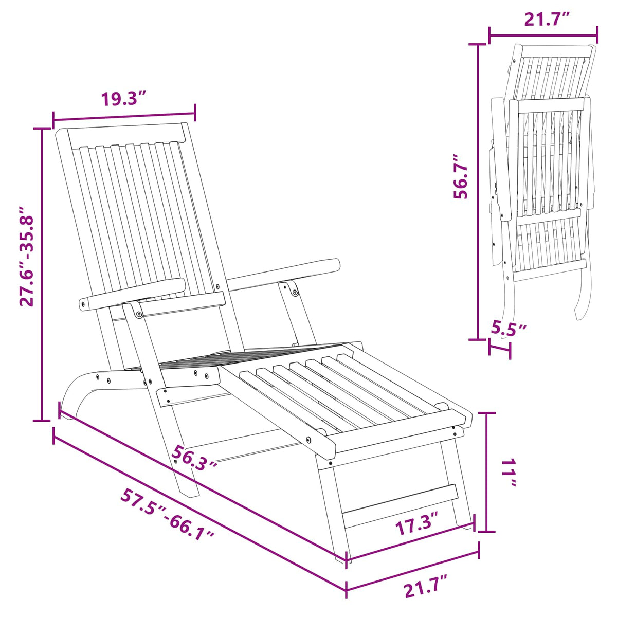 Reclining and Folding Sunlounger Folding 2 pcs Natural