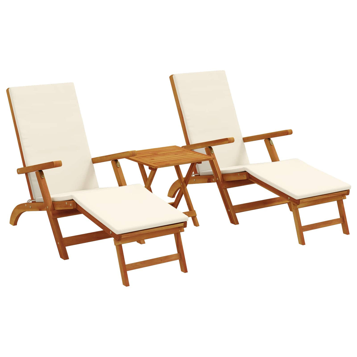 Reclining and Folding Sunlounger Folding 3 pcs Cream White