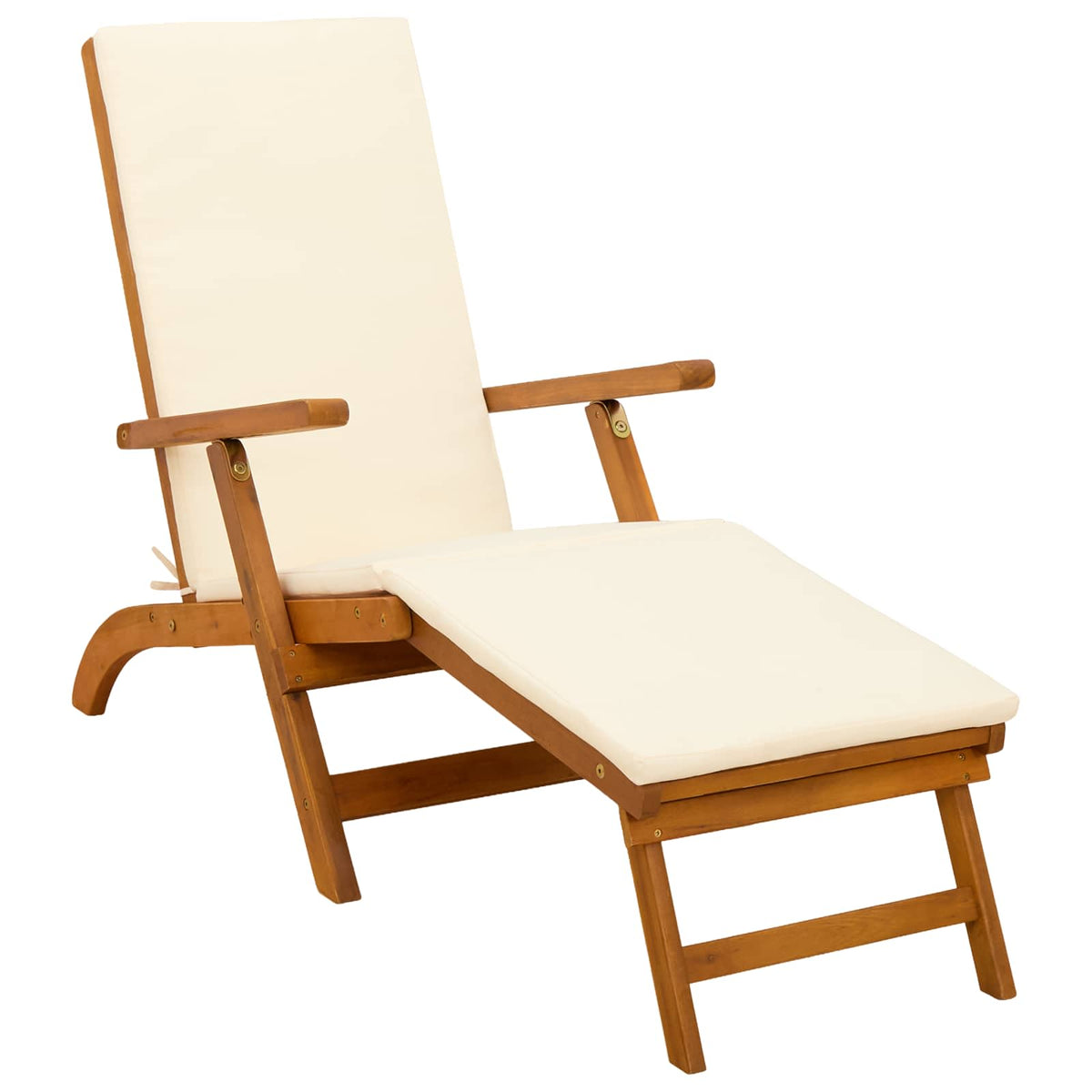 Reclining and Folding Sunlounger Folding 3 pcs Cream White