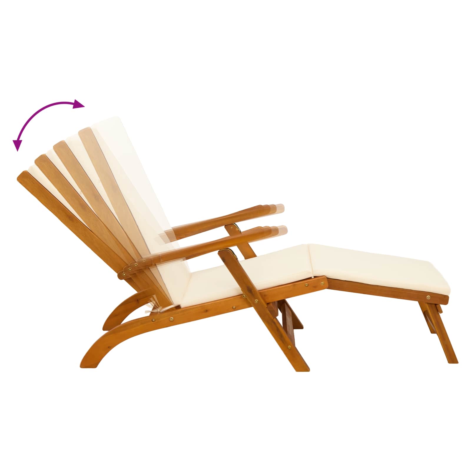 Reclining and Folding Sunlounger 3 pcs Solid Acacia Wood