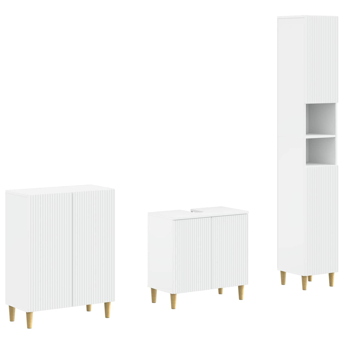 3 Piece Bathroom Cabinet Set ARNHEM White Engineered Wood
