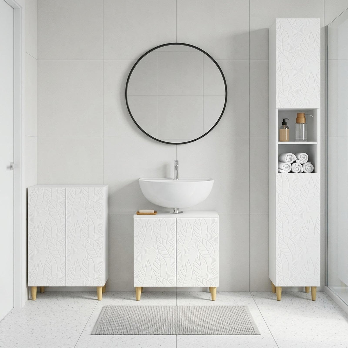 3 Piece Bathroom Cabinet Set DELFT White Engineered Wood