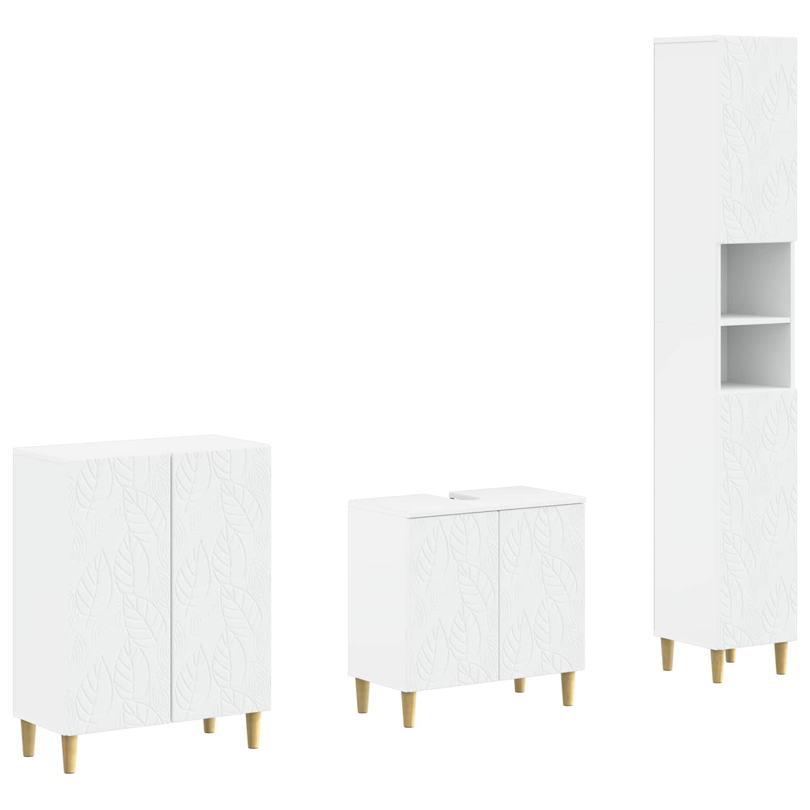 3 Piece Bathroom Cabinet Set DELFT White Engineered Wood