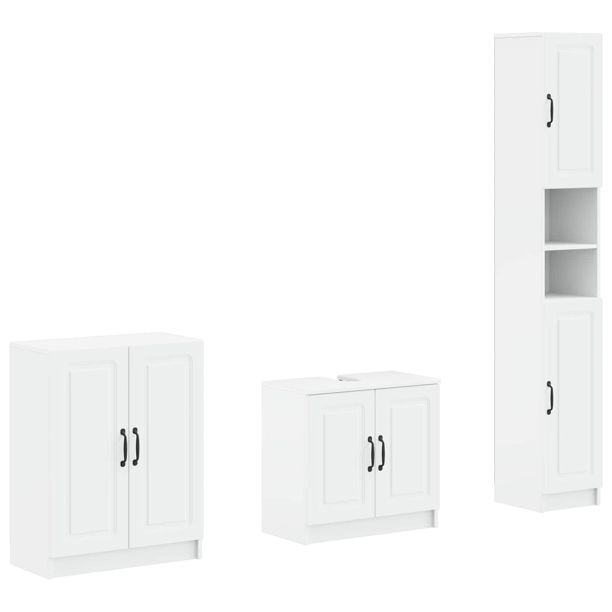 3 Piece Bathroom Cabinet Set UTRECHT White Engineered Wood