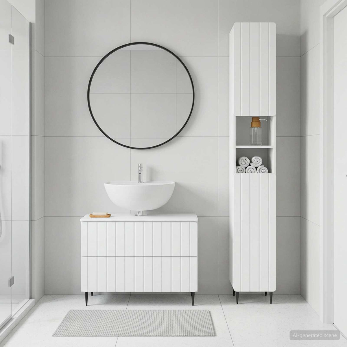 2 Piece Bathroom Cabinet Set ZWOLLE White Engineered Wood