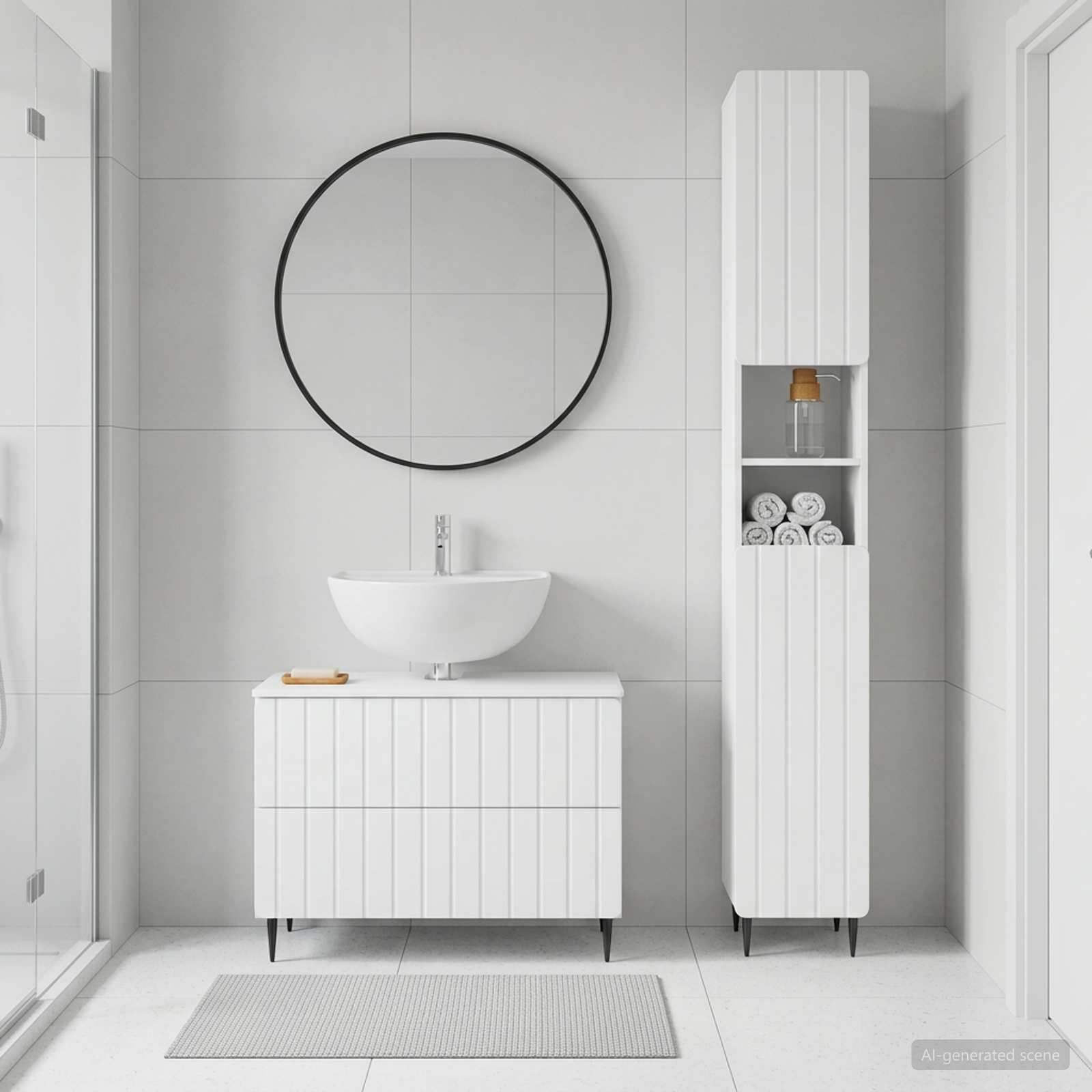 2 Piece Bathroom Cabinet Set ZWOLLE White Engineered Wood