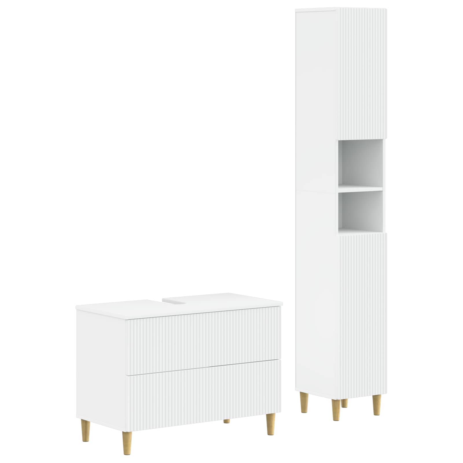 2 Piece Bathroom Cabinet Set ARNHEM White Engineered Wood