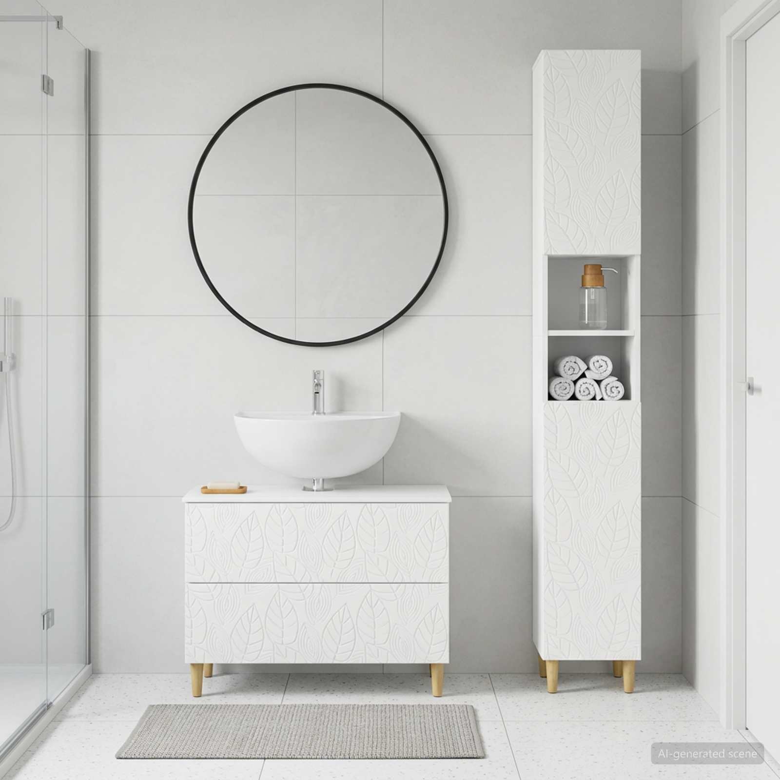 2 Piece Bathroom Cabinet Set DELFT White Engineered Wood
