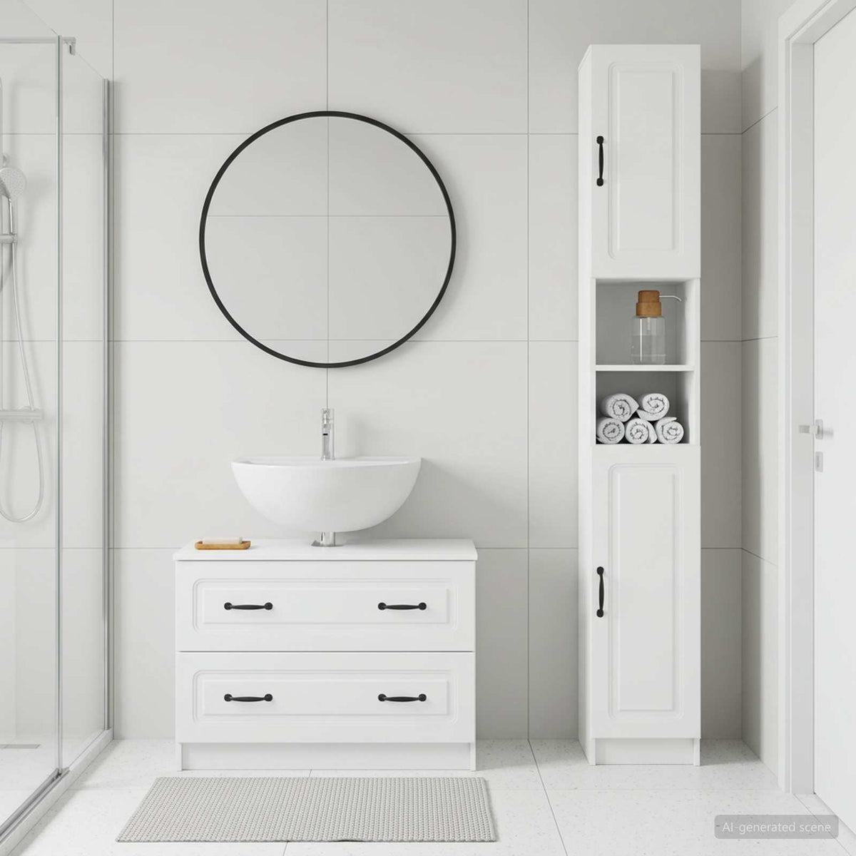 2 Piece Bathroom Cabinet Set UTRECHT White Engineered Wood