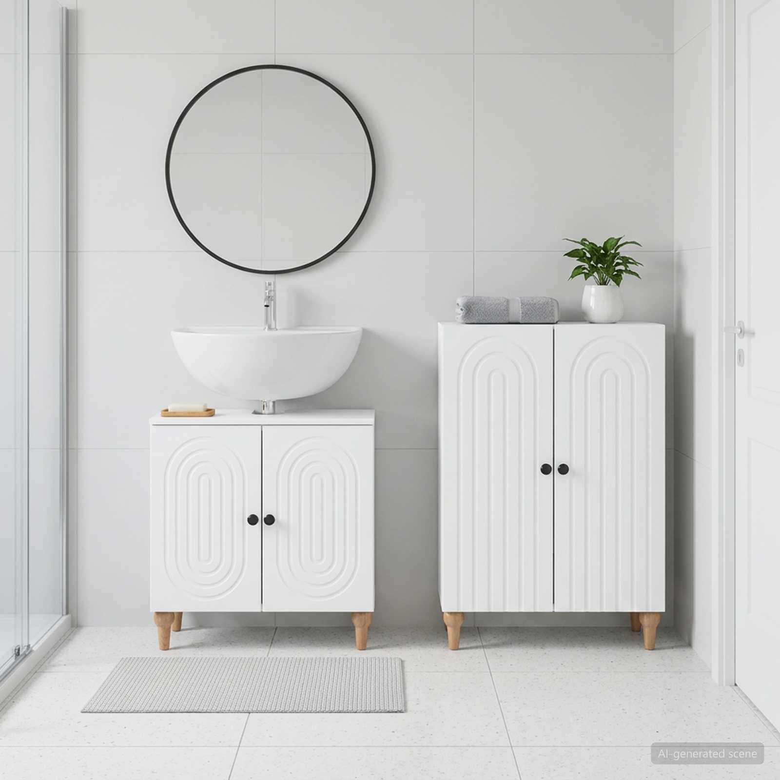 2 Piece Bathroom Cabinet Set ALKMAAR White Engineered Wood