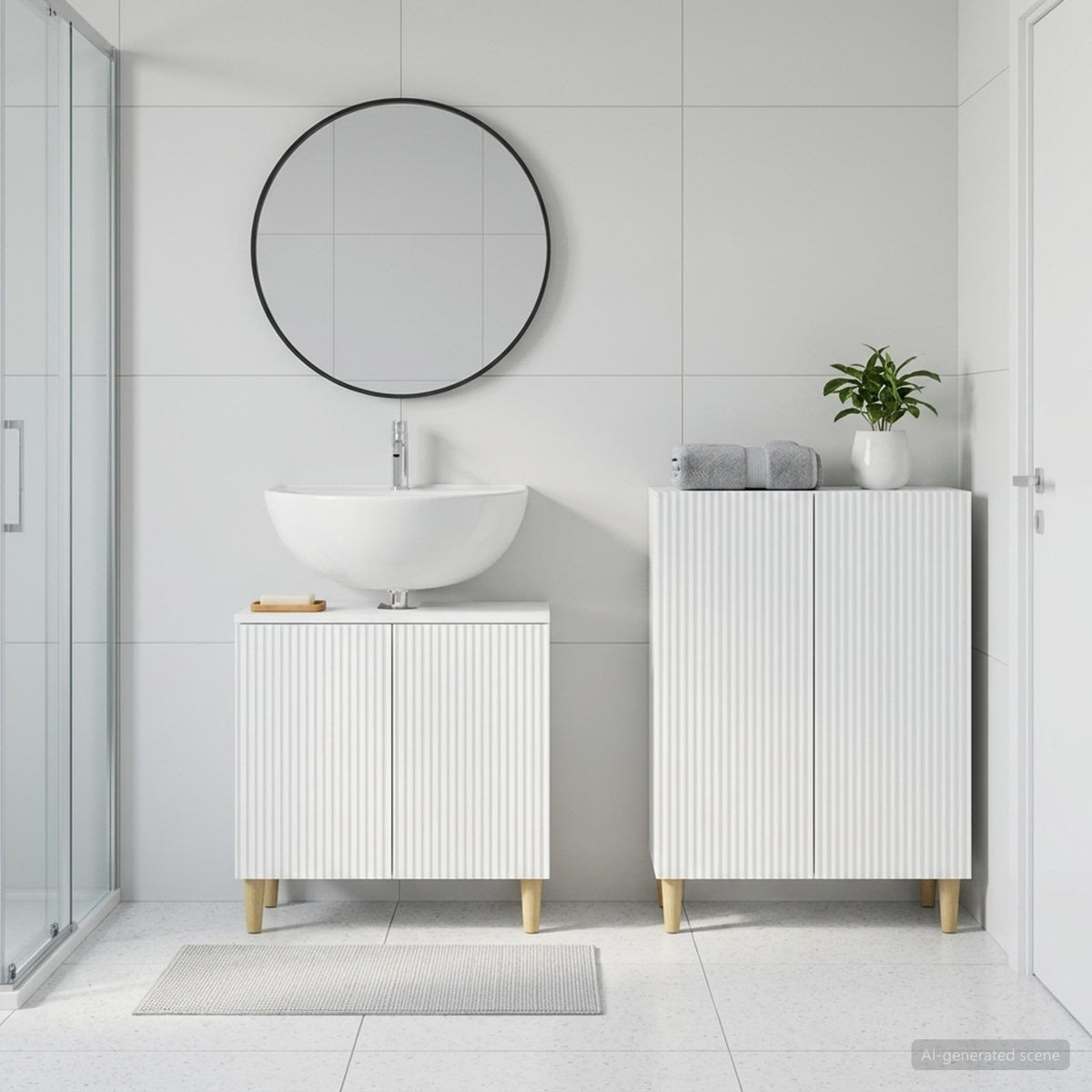 2 Piece Bathroom Cabinet Set ARNHEM White Engineered Wood