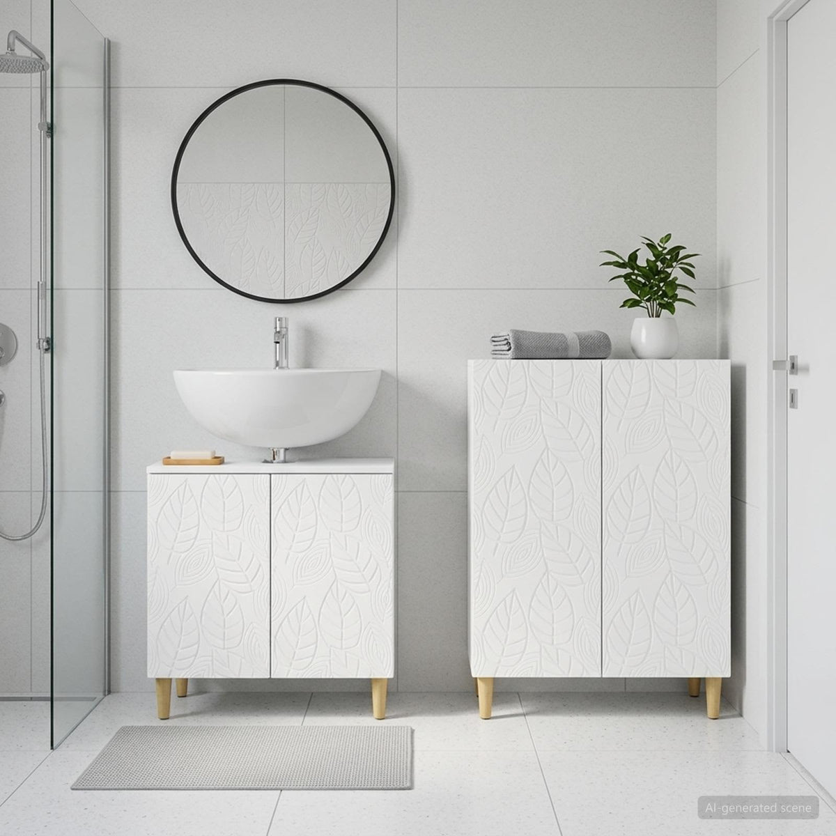 2 Piece Bathroom Cabinet Set DELFT White Engineered Wood