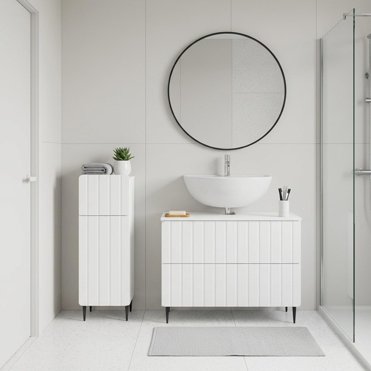 2 Piece Bathroom Cabinet Set ZWOLLE White Engineered Wood