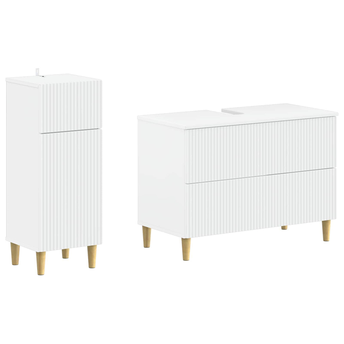 2 Piece Bathroom Cabinet Set ARNHEM White Engineered Wood