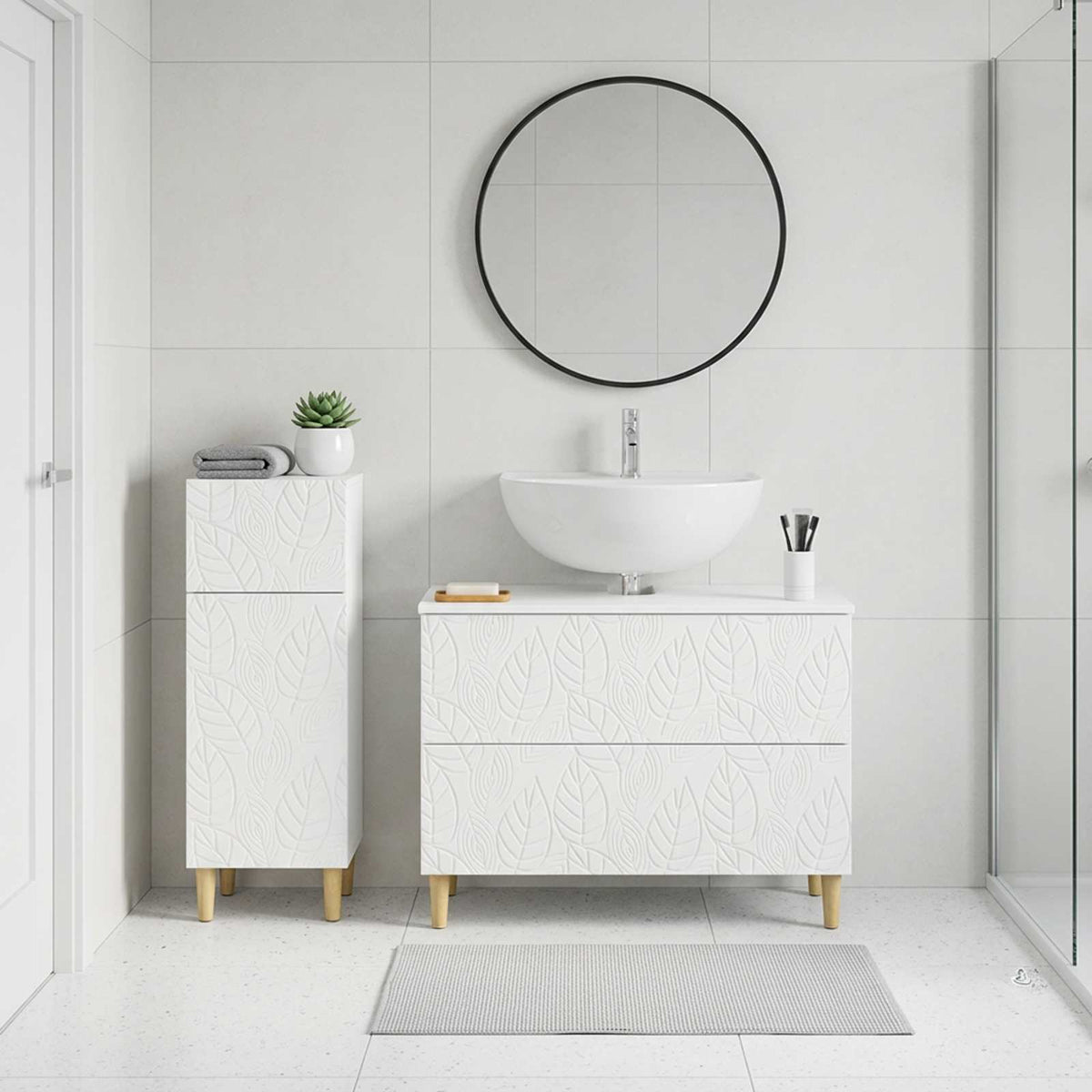 2 Piece Bathroom Cabinet Set DELFT White Engineered Wood