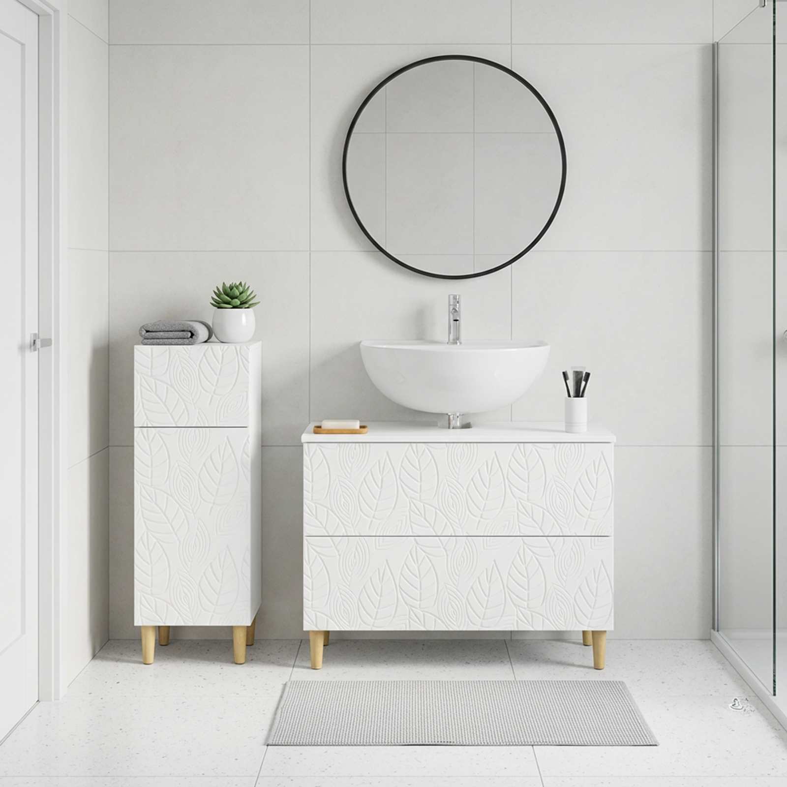 2 Piece Bathroom Cabinet Set DELFT White Engineered Wood