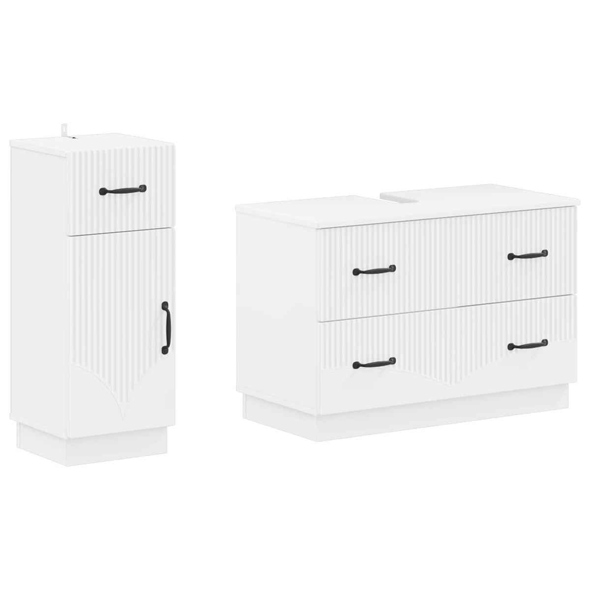 2 Piece Bathroom Cabinet Set HOORN White Engineered Wood
