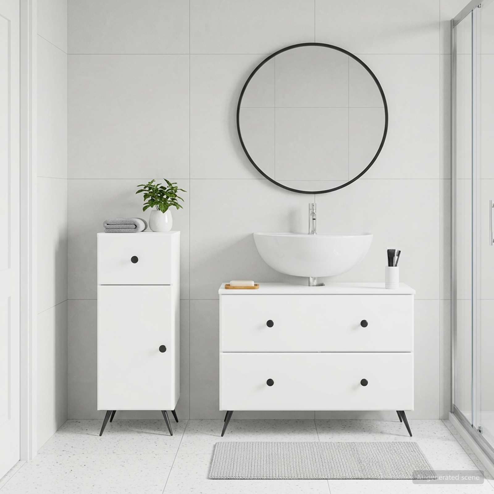 2 Piece Bathroom Cabinet Set BREDA White Engineered Wood