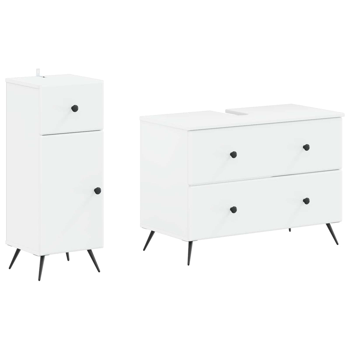 2 Piece Bathroom Cabinet Set BREDA White Engineered Wood