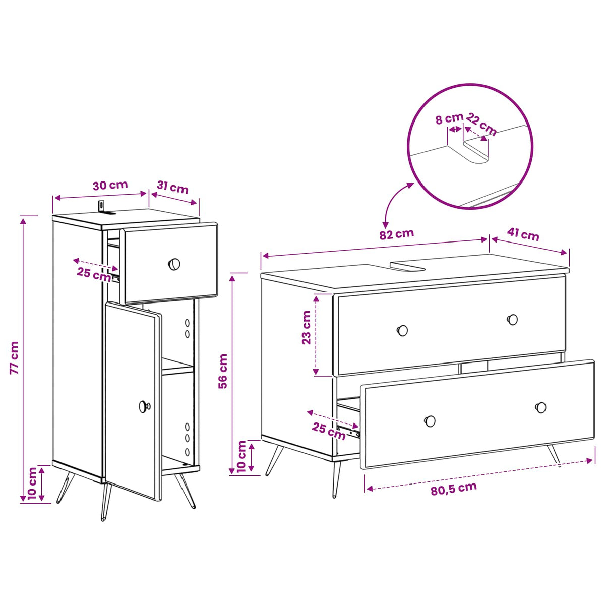2 Piece Bathroom Cabinet Set BREDA White Engineered Wood