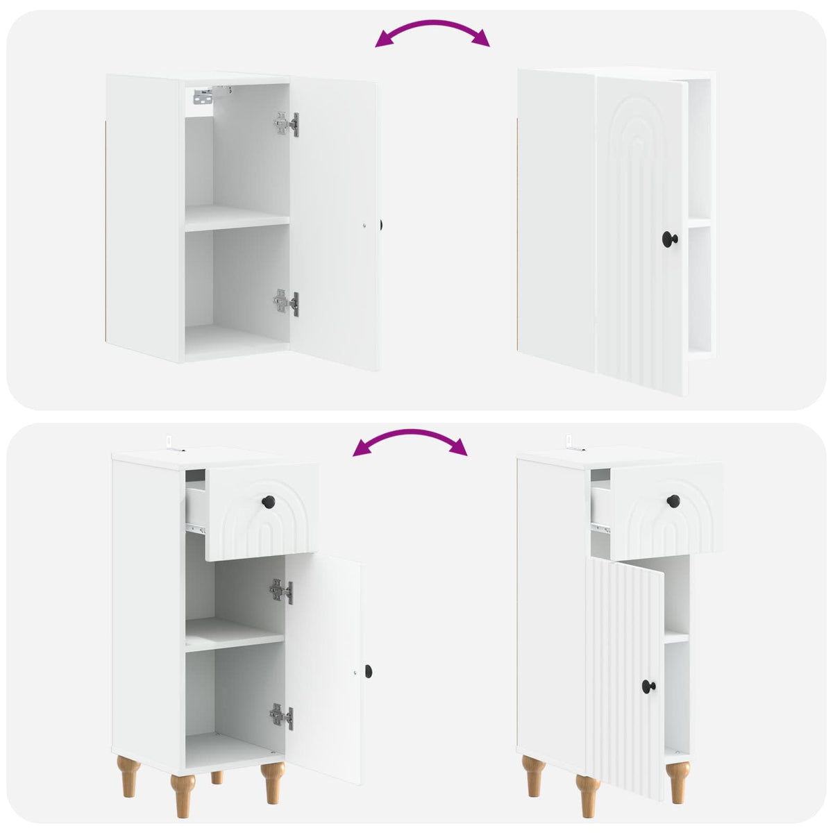 3 Piece Bathroom Cabinet Set ALKMAAR White Engineered Wood