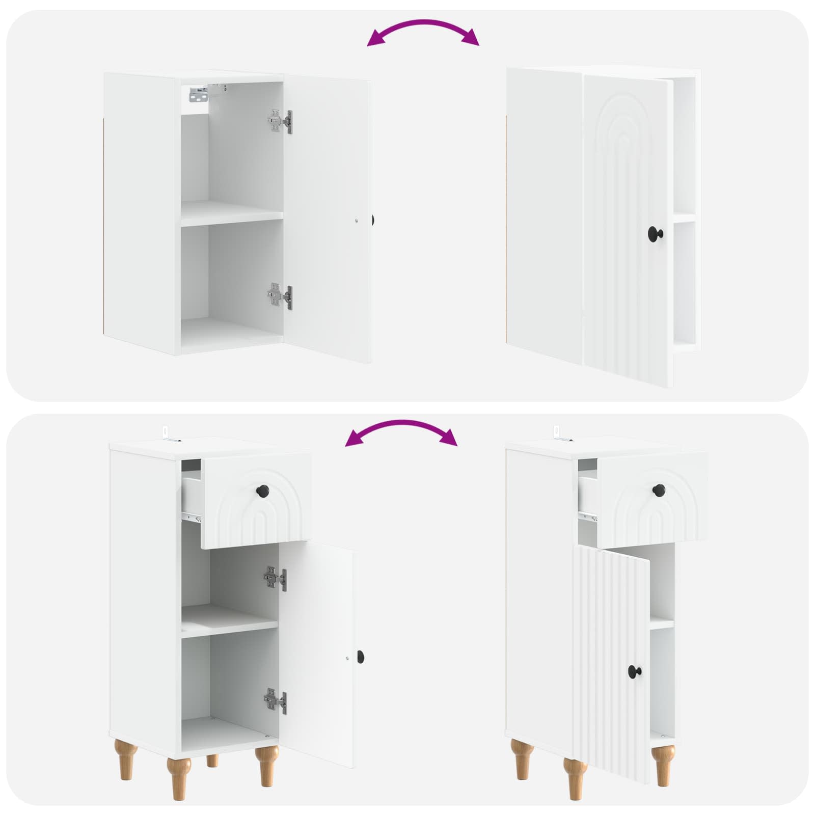 3 Piece Bathroom Cabinet Set ALKMAAR White Engineered Wood