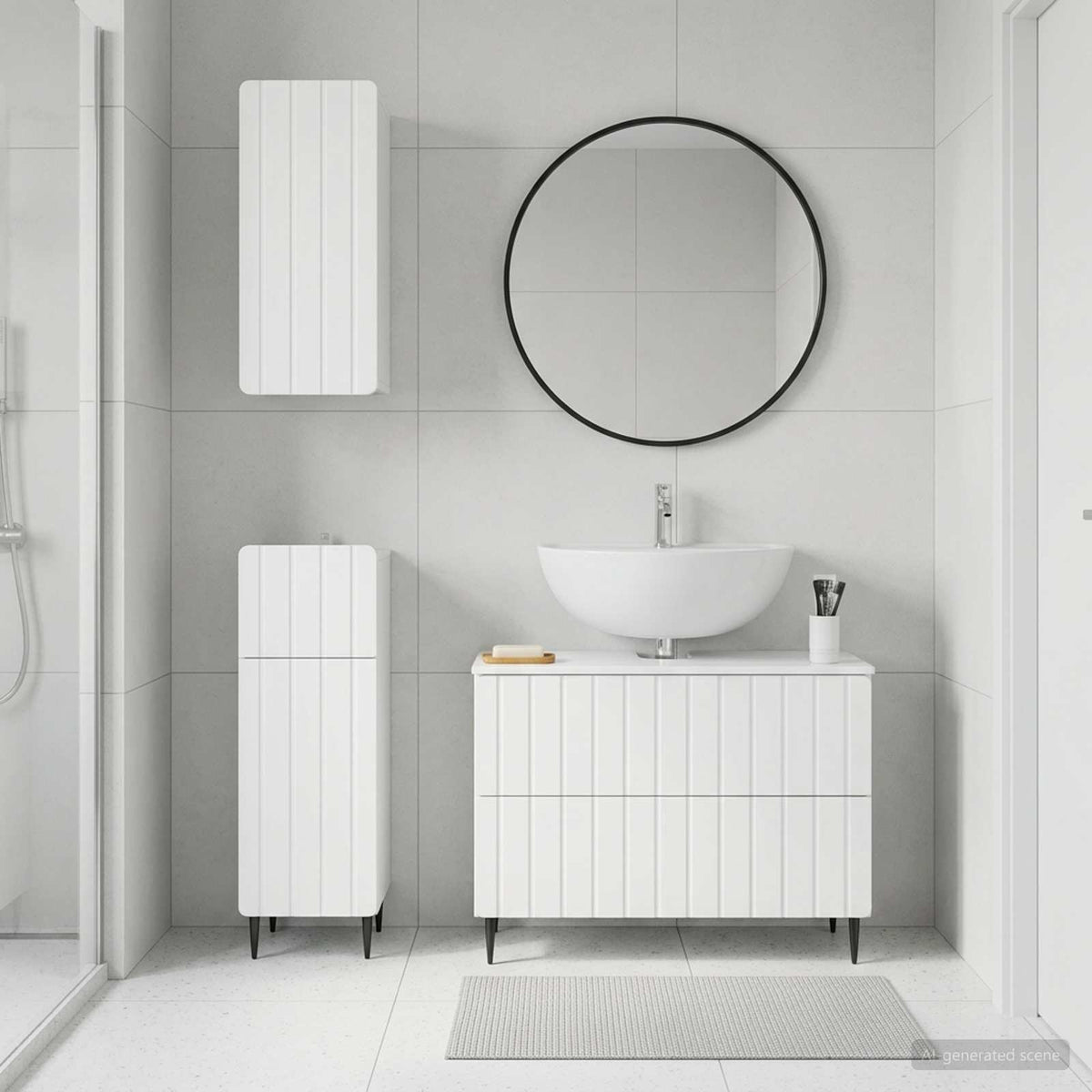 3 Piece Bathroom Cabinet Set ZWOLLE White Engineered Wood