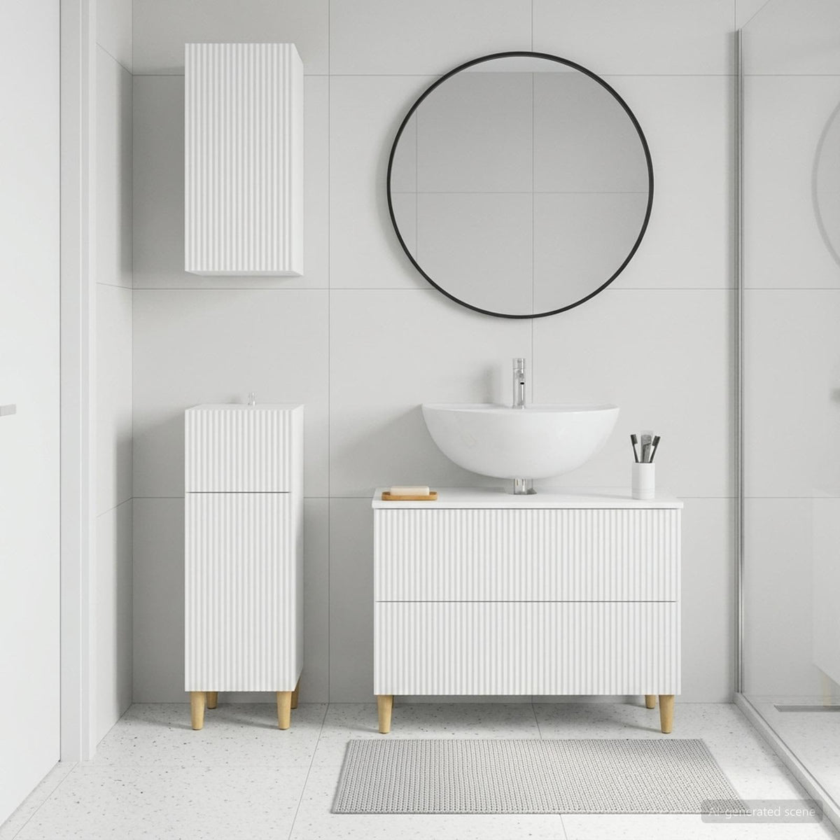 3 Piece Bathroom Cabinet Set ARNHEM White Engineered Wood